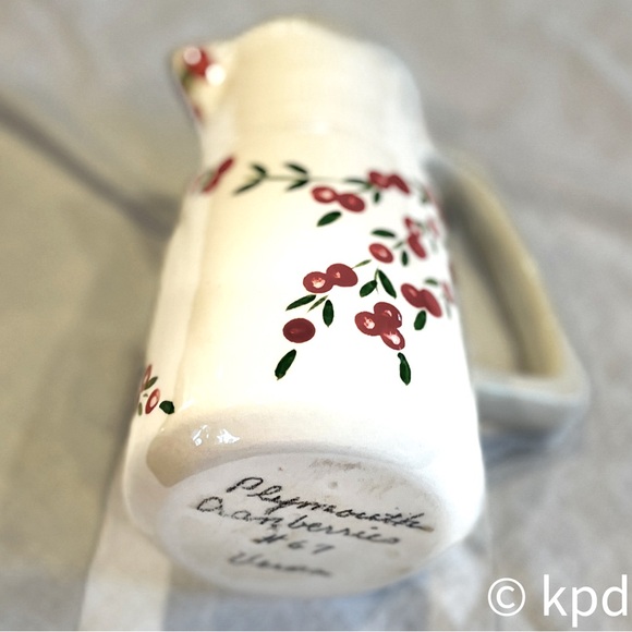16 Oz. Vintage Handpainted “Plymouth Cranberries” No. 67 Pitcher - Picture 6 of 6